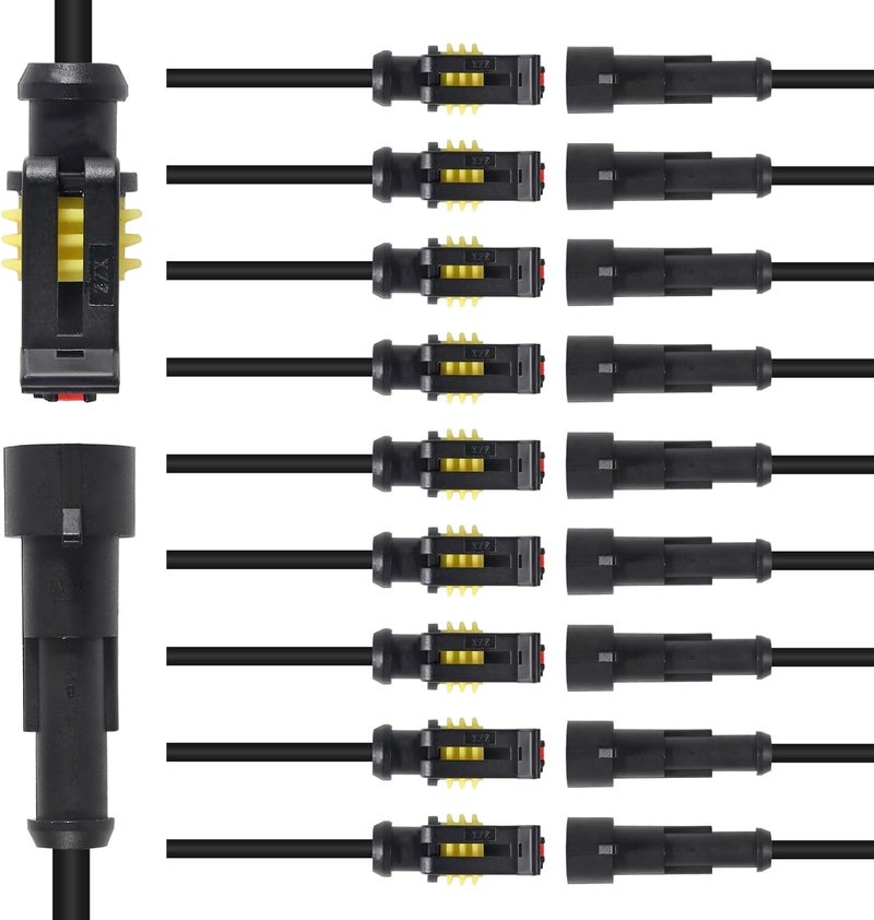 AiTrip 10 Kit 1 Pin Connector,Way Car Waterproof Electrical Connector,1 pin Plug Auto Electrical Wire Connectors with Wire 16 AWG Marine for Car, Truck, Boat, and Other Wire Connections - Image 1
